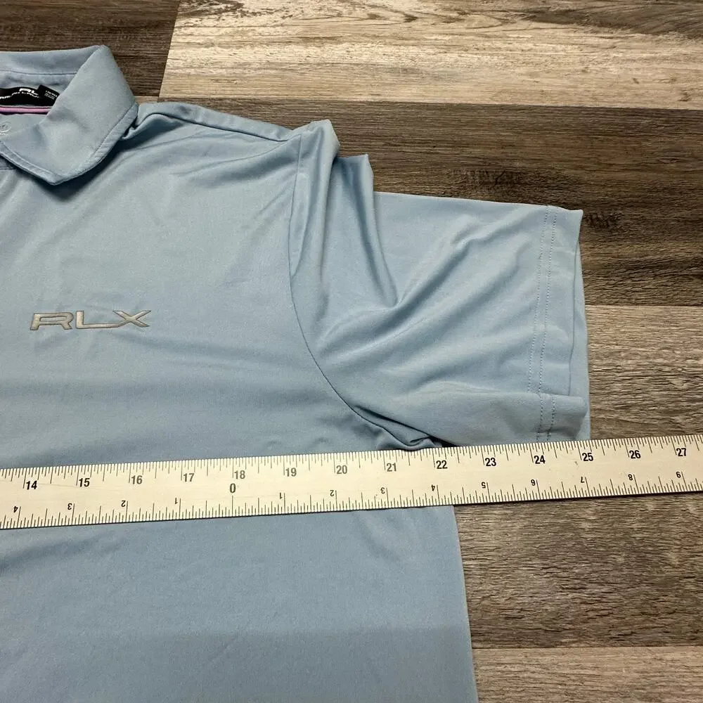 RLX Ralph‎ Lauren Light Blue Men M Wicking Performance Plain Golf Polo Shirt